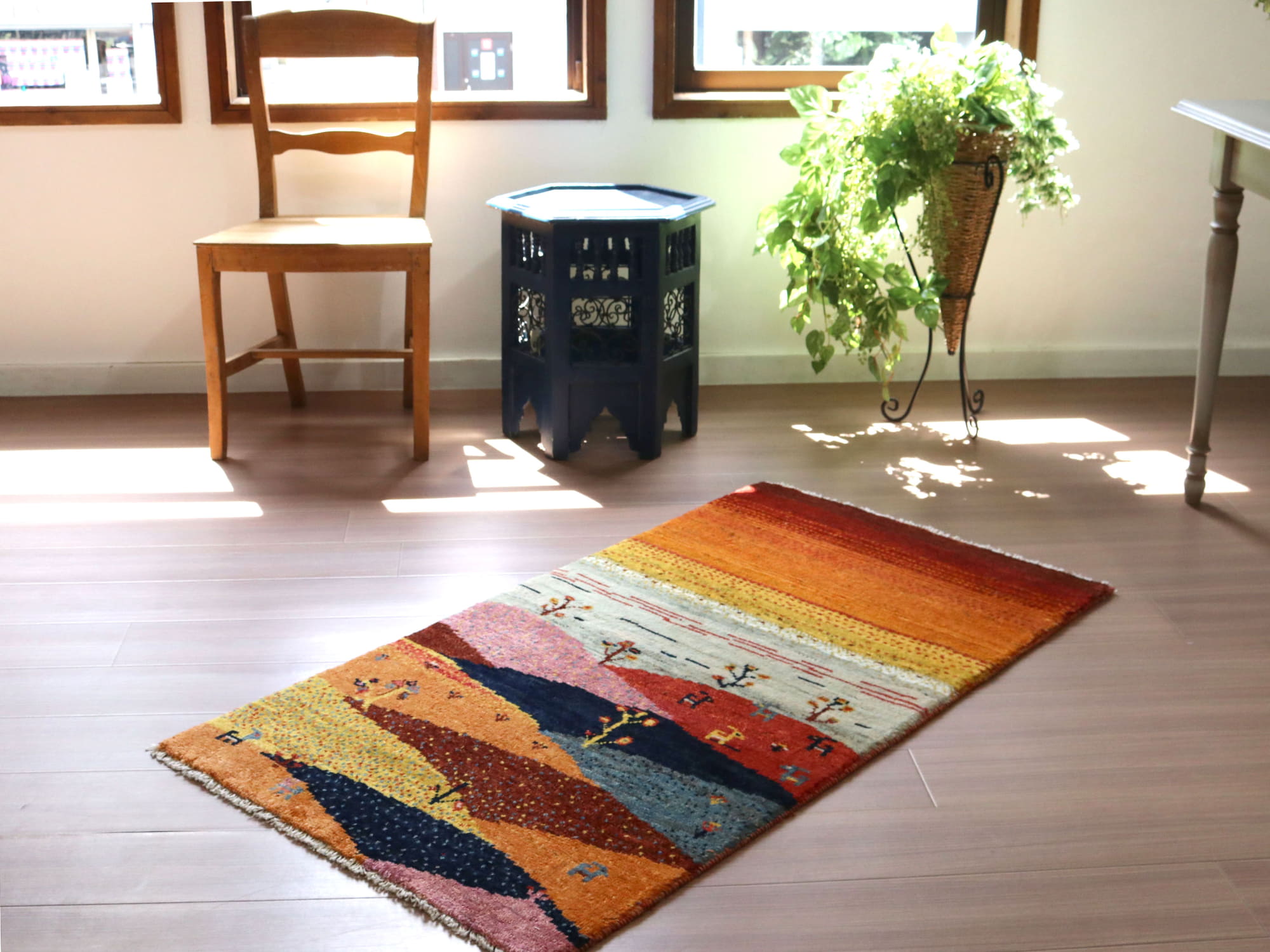 ギャッベ ノマド 手織りラグ イラン141×71cm 風景のギャッベ