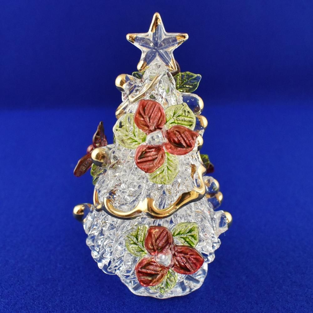 クリスマスガラス細工｜ポインセチアミニツリー｜フォーカートグラス