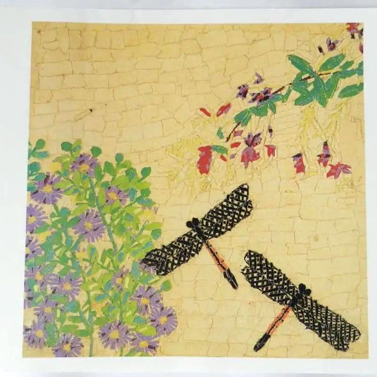 山下清 プール / 花とトンボ 貼絵 読売新聞 額絵 8 - メルカリ