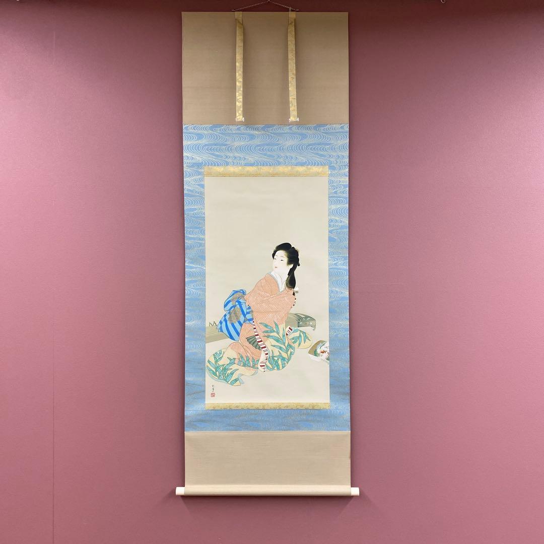 美品 掛け軸 上村松園筆「娘深雪」美人画 名画 シルクスクリーン 名画複製画掛け軸 娘深雪 上村松園 – 寿鳳人形の東芸